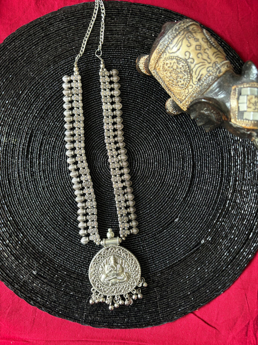 Ganesha - long oxidized necklace