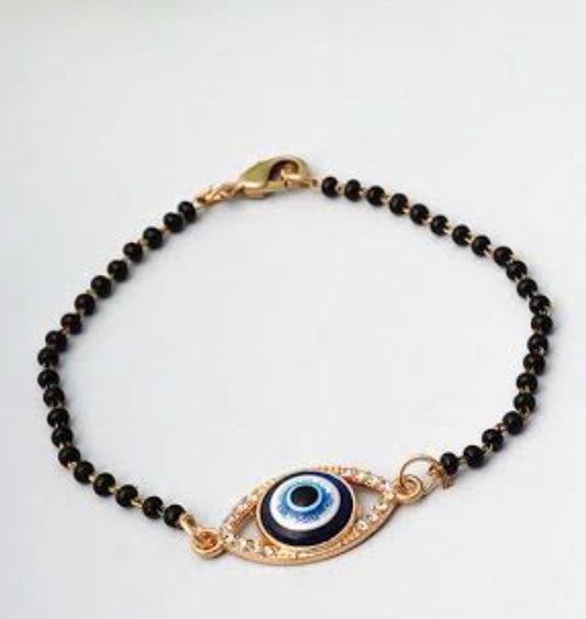 Blue-Eye-Armbänder mit schwarzen Kunstperlen